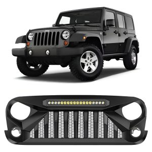 Parrilla Angry C/barra Led Jeep Wrangler Jk 2007 Al 2017