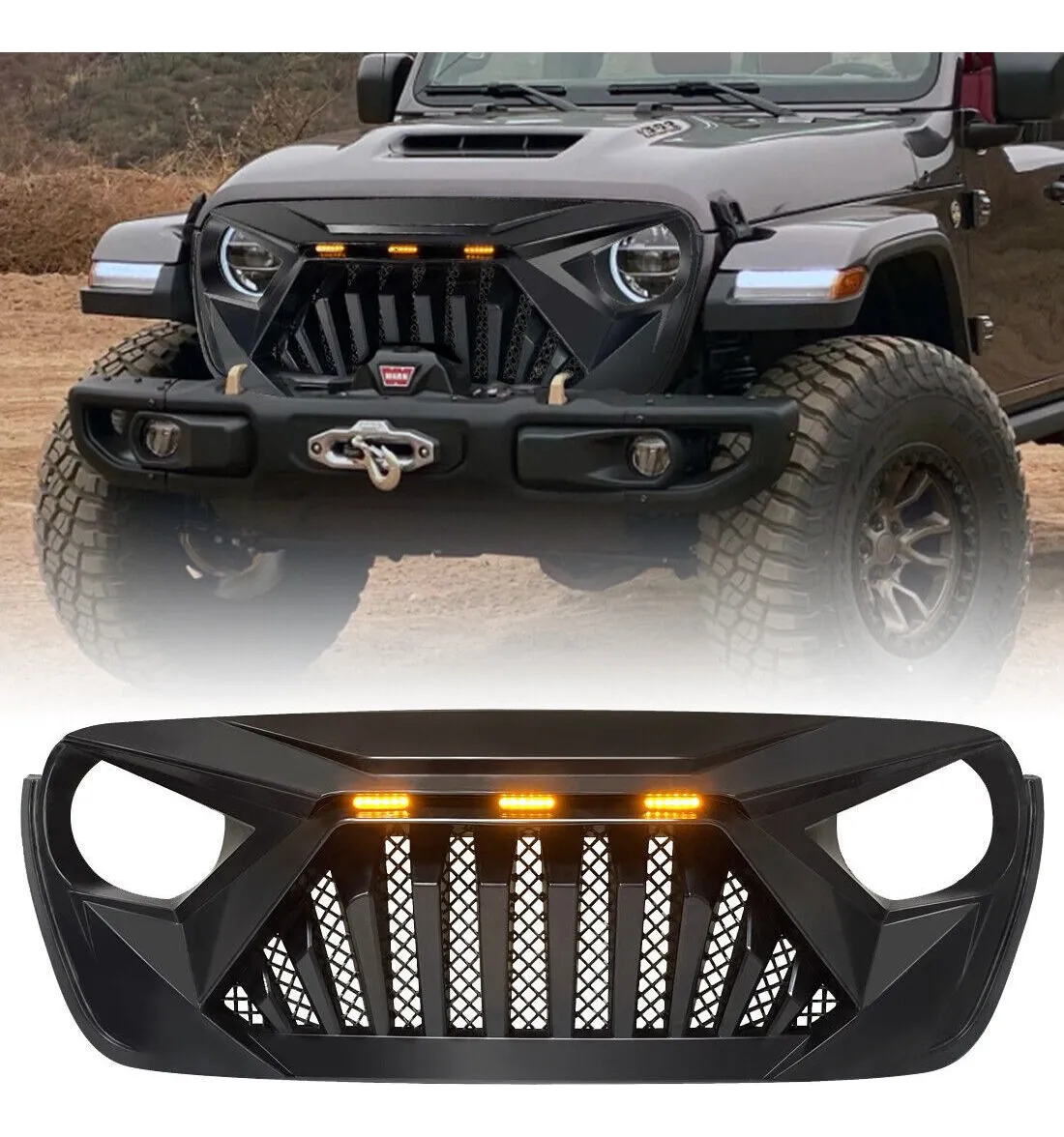Parrilla Para Jeep Wrangler Jk 2007 Al 2017 Con Led