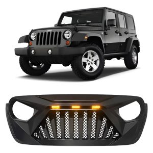 Parrilla Enojado/angry Jeep Wrangler Jk 2007-2017 Con Leds