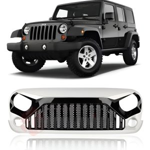 Parrilla Angry Enojada Jeep Wrangler 2007-2017 Jk Blanca