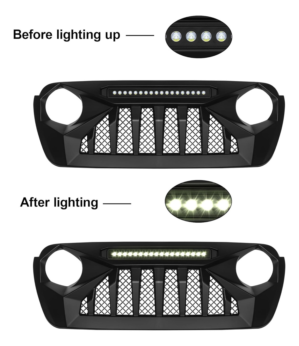 Parrilla Angry Enojado Barra Led Jeep Jl 2018-2025 Gladiator - Imagen 3
