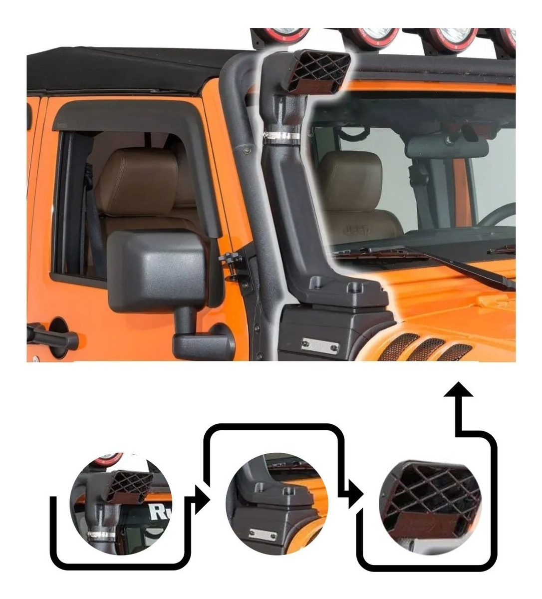 Snorkel Jeep Wrangler Jk Tipo Rugged Ridged 2007-2018 - Imagen 2