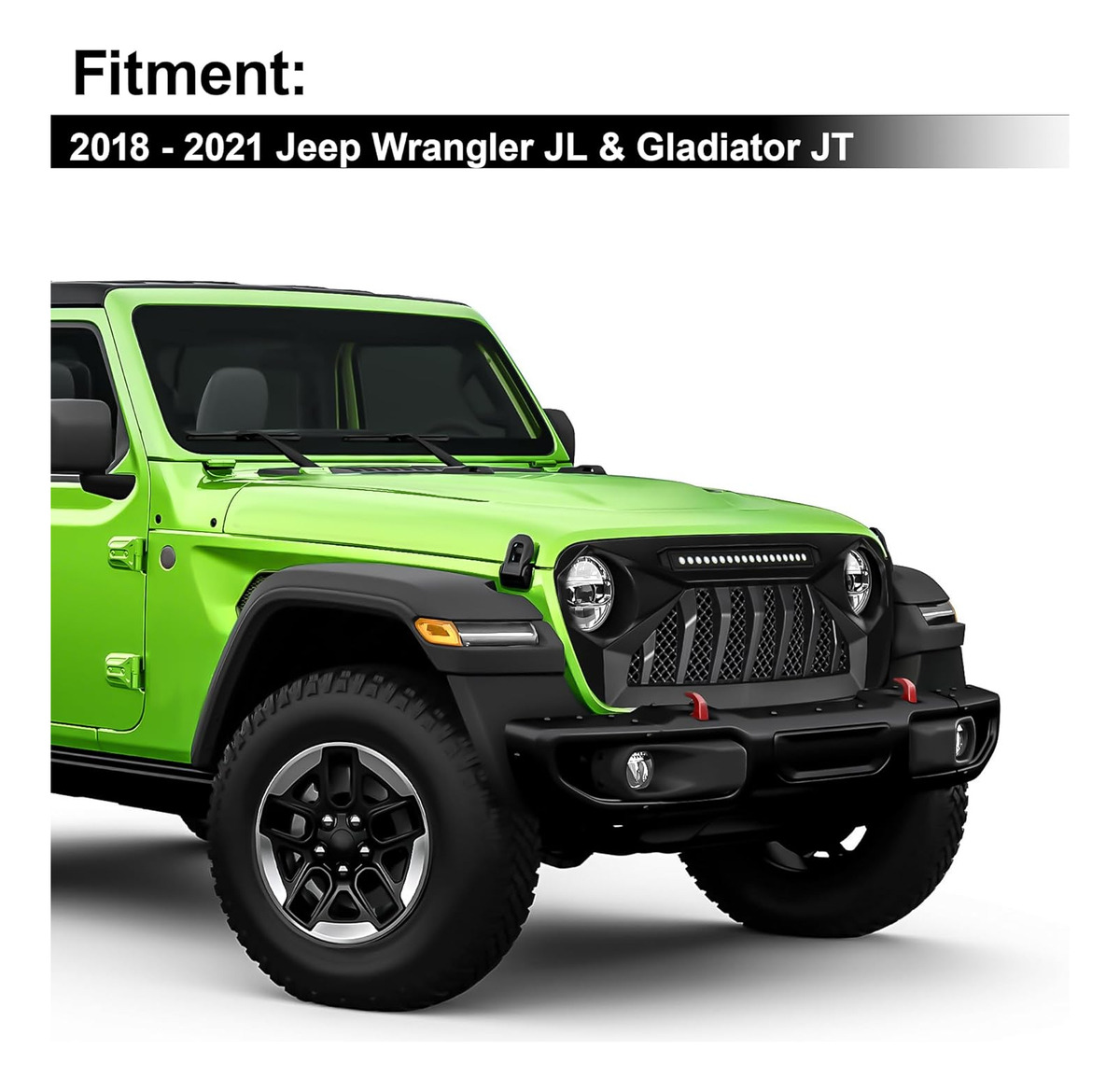 Parrilla Angry Enojado Barra Led Jeep Jl 2018-2025 Gladiator - Imagen 4