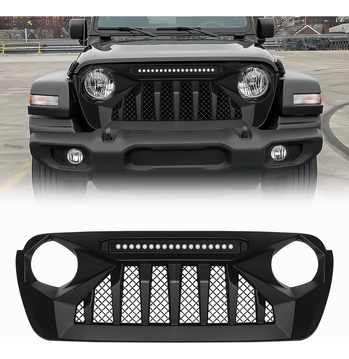 Parrilla Angry Enojado Barra Led Jeep Jl 2018-2025 Gladiator - Imagen 7