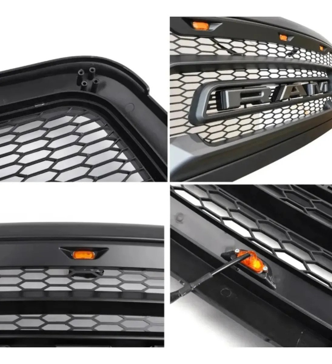 Parrilla Para Ram 1500 2013-2018 Led Ámbar Letras Negro Mate - Imagen 3