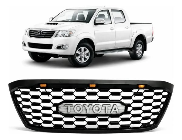 Parrilla Toyota Hilux 2006-2011 Letras Leds Ámbar Negro Mate
