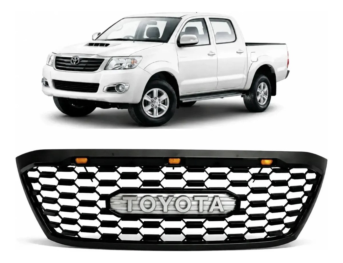 Parrilla Toyota Hilux 2006-2011 Letras Leds Ámbar Negro Mate