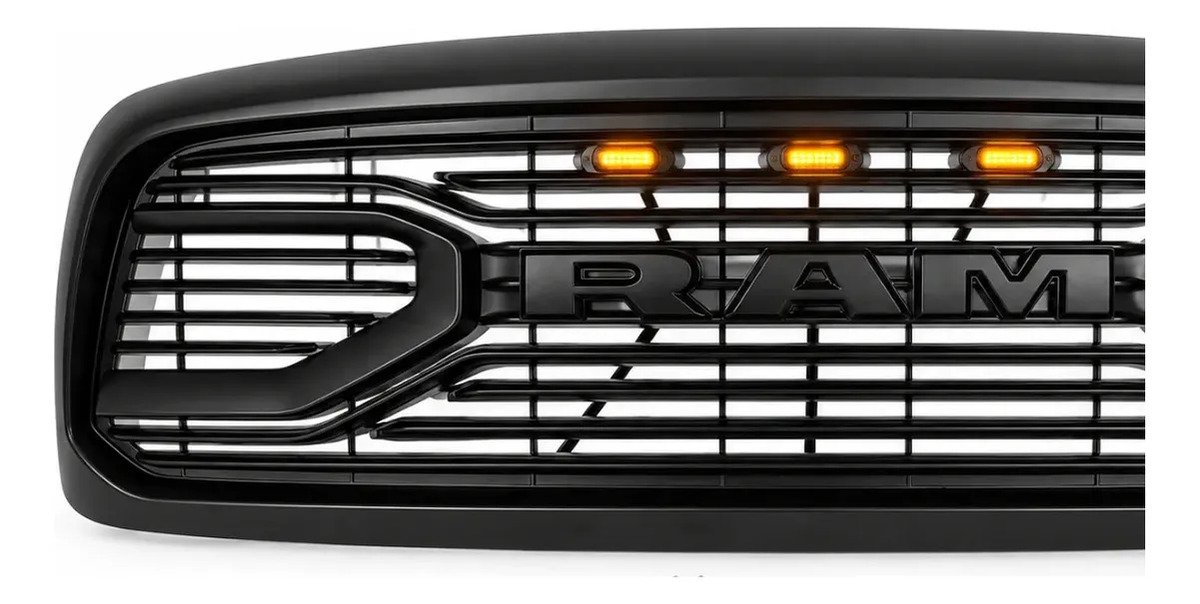 Parrilla Dodge Ram 1500 2002-2005 Dark Con Luces Ámbar Negra - Imagen 3