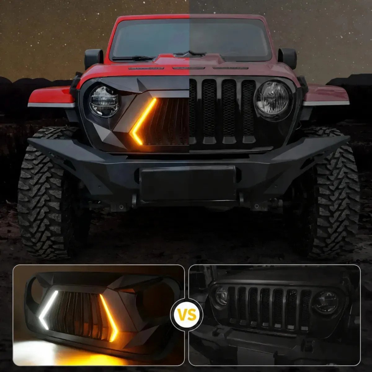 Parrilla Jeep Wrangler Jl 18-23 Gladiator Jt 20-23 Led Doble - Imagen 2