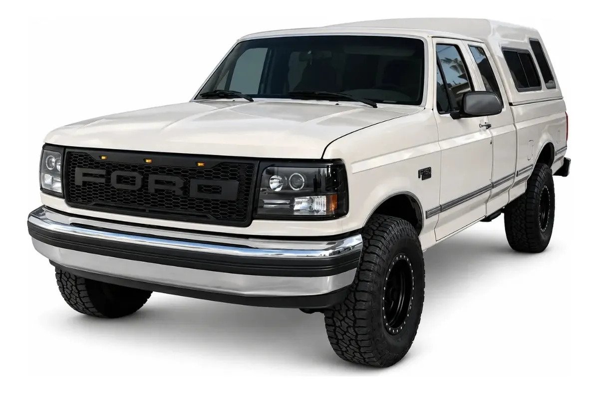 Parrilla Frontal Ford F-150 1992-1996 Luces Ámbar Negro Mate - Imagen 2