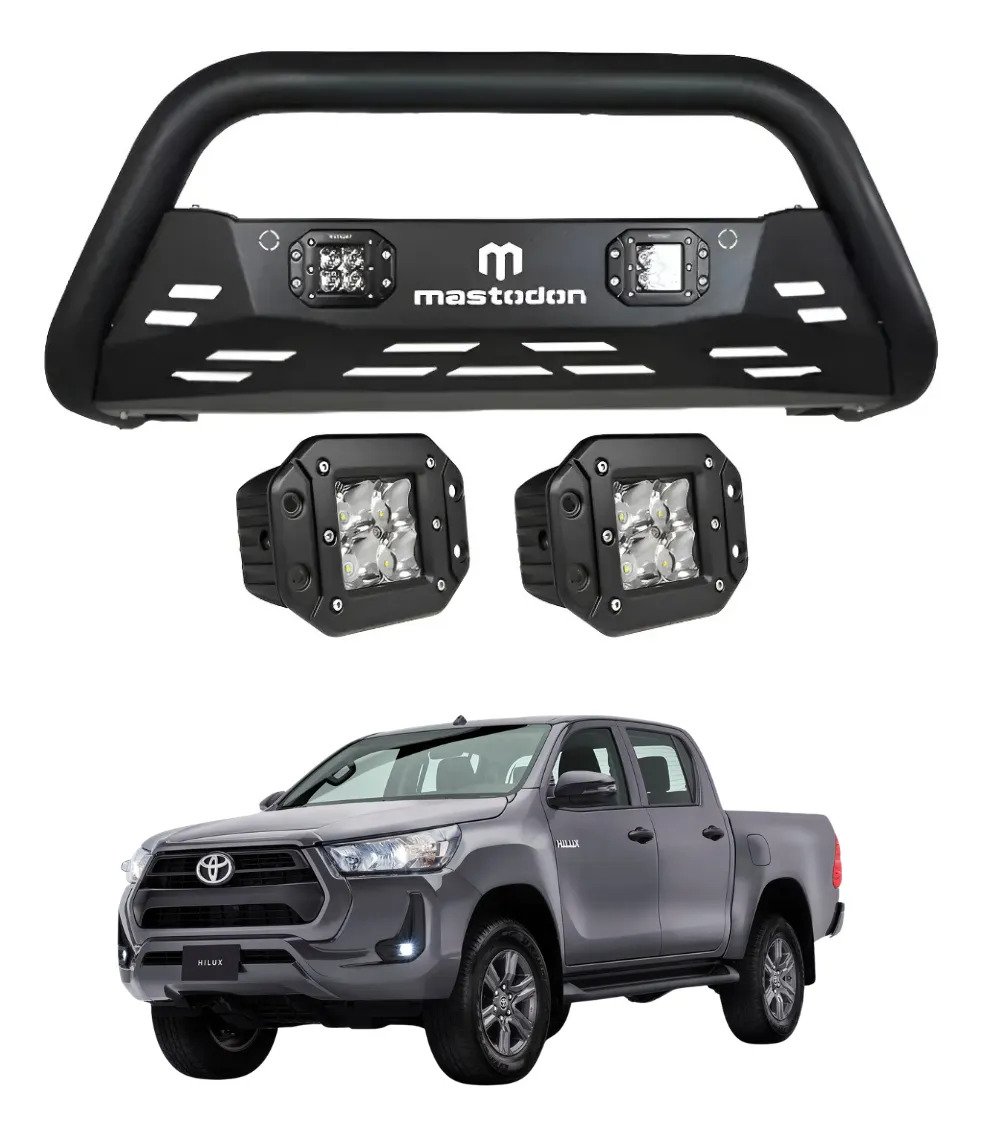 Burrera Rage Con 2 Faros Para Toyota Hilux 2016-2026