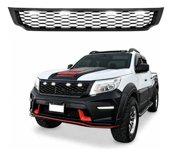 Parrilla Nissan Np300 2016 Al 2020 Con Led Blanco Negro Mate