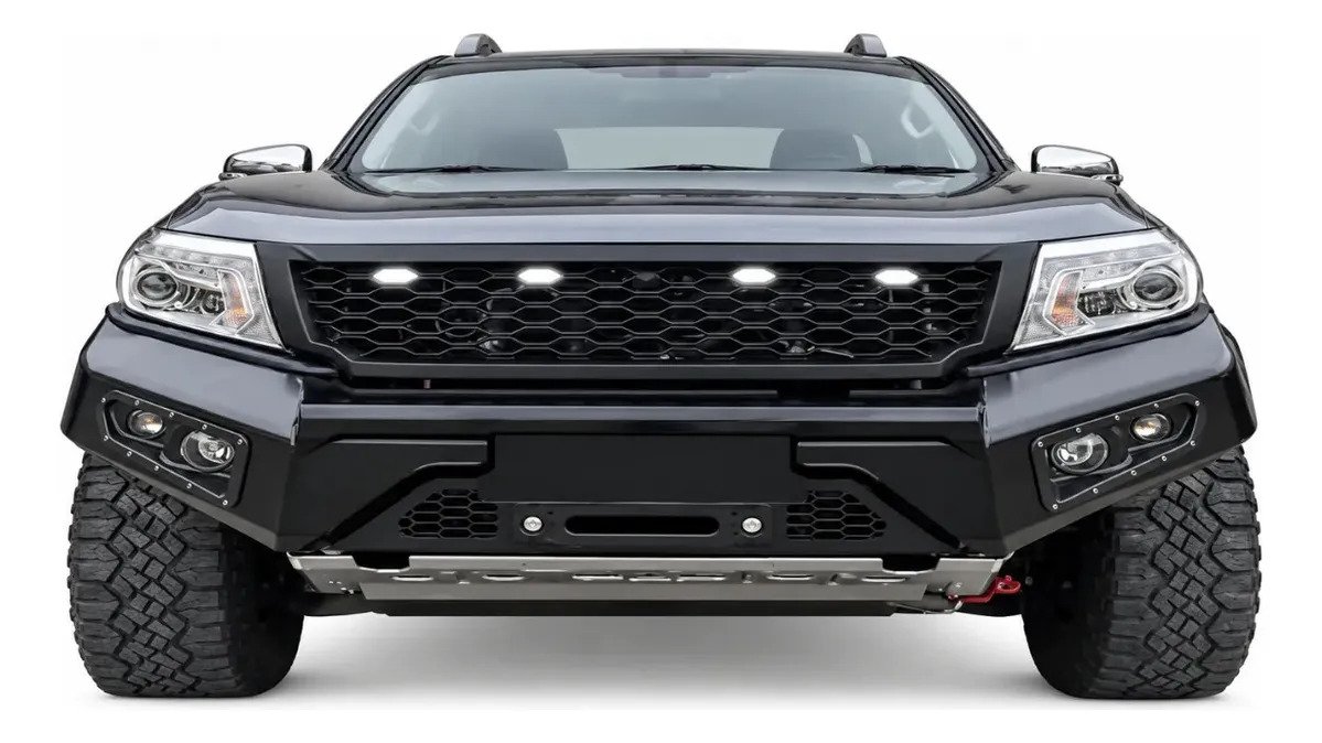 Parrilla Nissan Np300 2016 Al 2020 Con Led Blanco Negro Mate - Imagen 3