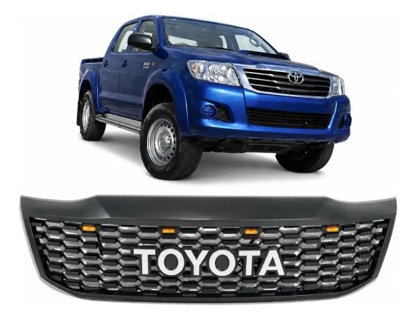 Parrilla Toyota Hilux 2012-2015 Letras Leds Ámbar Negro Mate