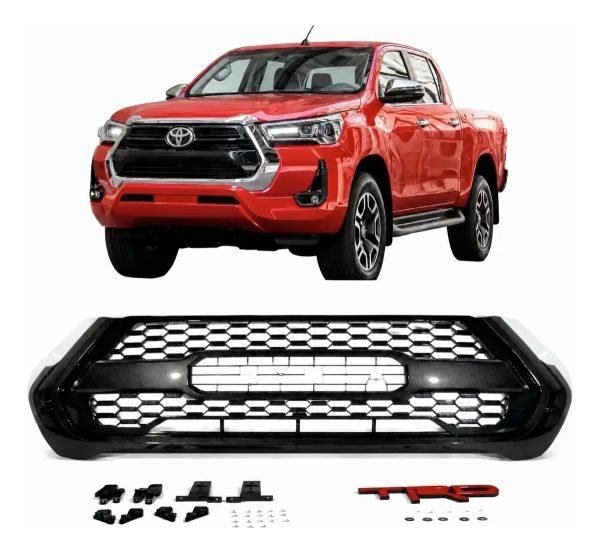 Parrilla Toyota Hilux 2021-2025 Trd Rojo Acabado Carbono Abs