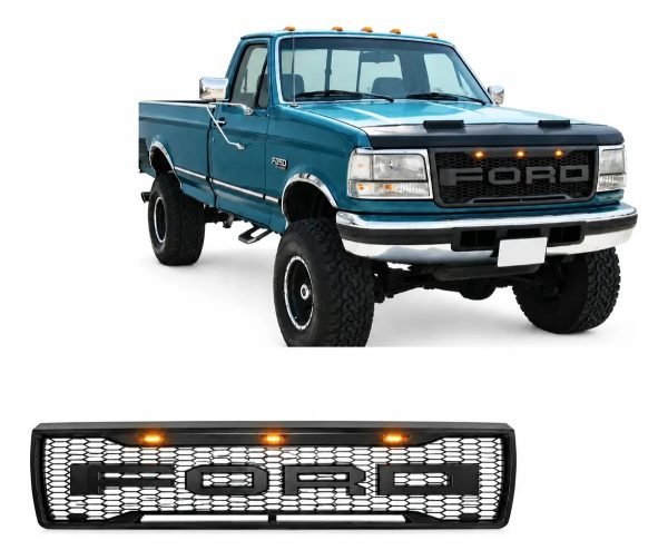 Parrilla Frontal Ford F-150 1992-1996 Luces Ámbar Negro Mate