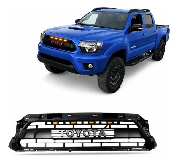 Parrilla De Abs Toyota Tacoma 2012-2015 Led Ámbar Negro Mate