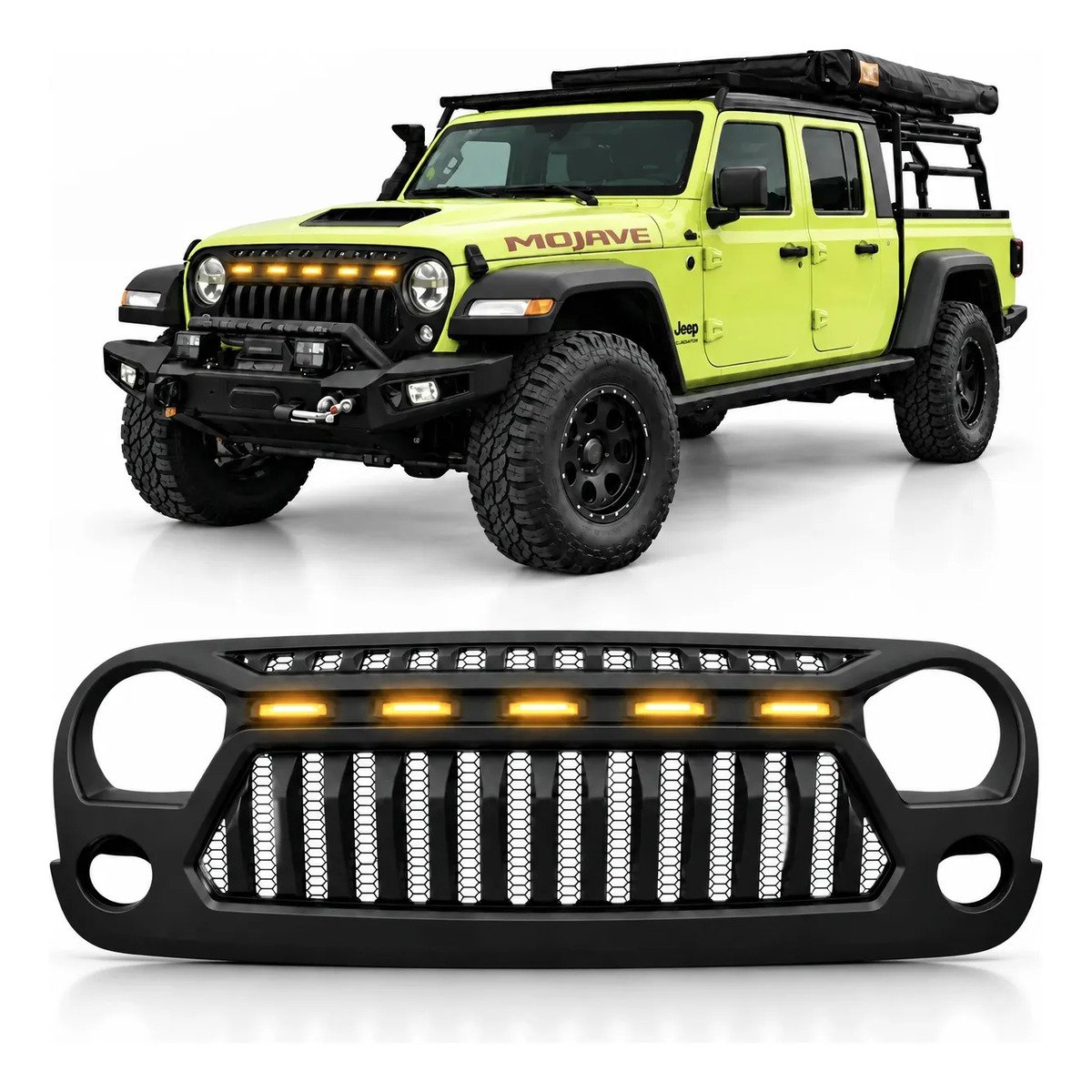 Parrilla Jeep Wrangler Jl 18-25 Gladiator Jt 20-25 Led Ámbar