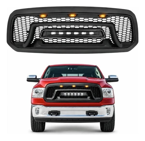 Parrilla Para Ram 1500 2013-2018 Led Blanco Ámbar Negro Mate