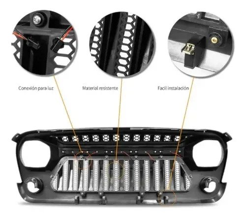 Parrilla Jeep Wrangler Jl 18-25 Gladiator Jt 20-25 Led Ámbar - Imagen 2