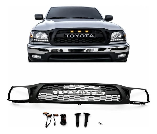 Parrilla Toyota Tacoma 2001-2004 Letras Led Ámbar Negro Mate