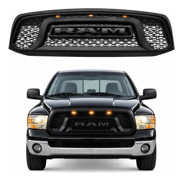 Parrilla Dodge Ram 1500 2002-2005 Con Luces Ámbar Negro Mate