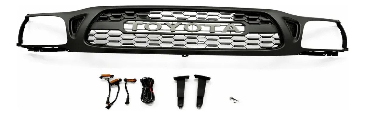 Parrilla Toyota Tacoma 2001-2004 Letras Led Ámbar Negro Mate - Imagen 4
