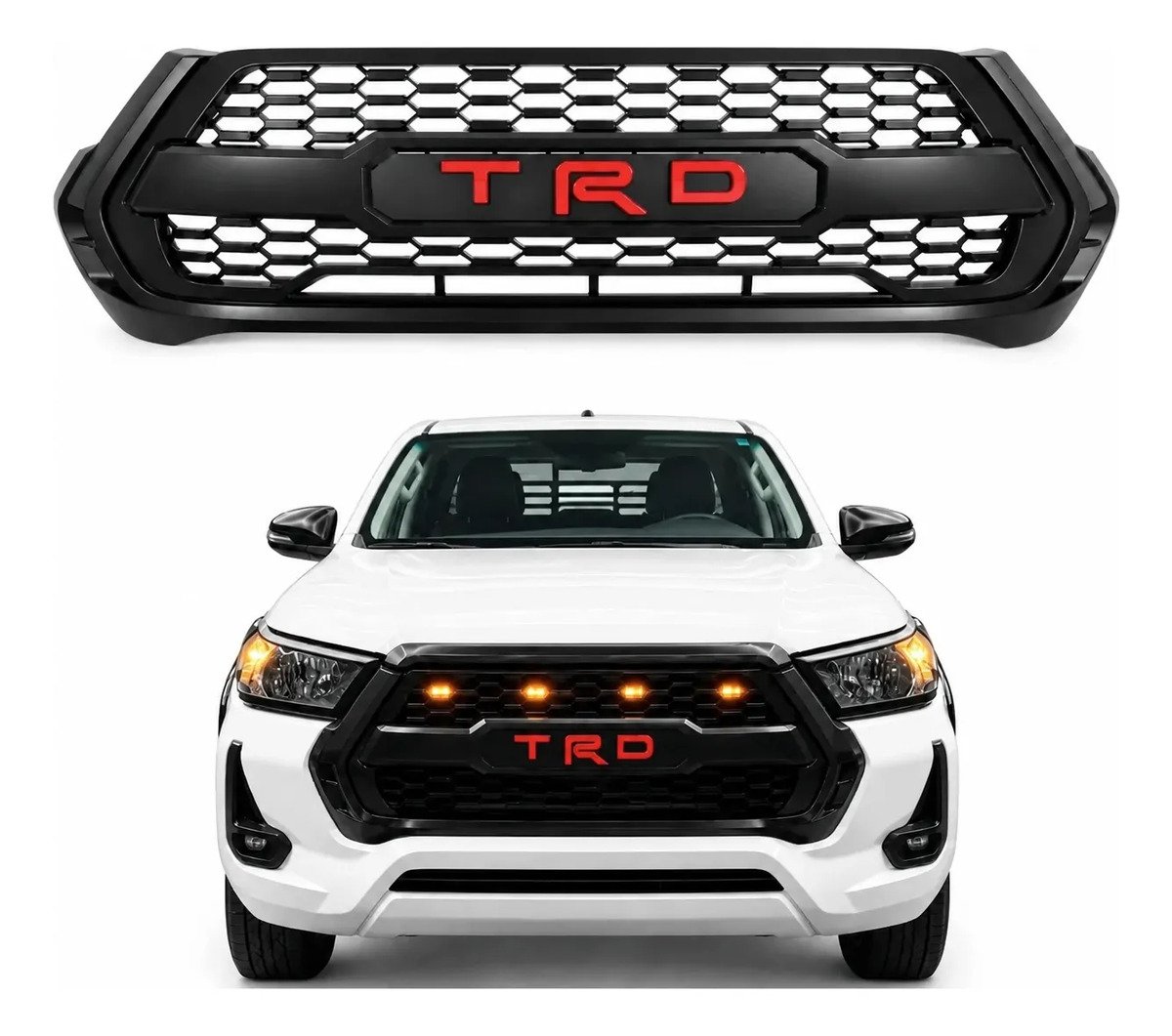 Parrilla Para Toyota Hilux Revo 2021-2025 Letras Luces Ámbar
